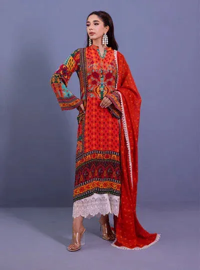 Zainab Chottani Eid Festive Vol 1 Orange Raw Silk – view 1 – Poshaq