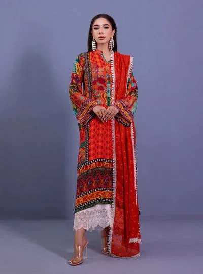 Zainab Chottani Eid Festive Vol 1 Orange Raw Silk – view 2 – Poshaq