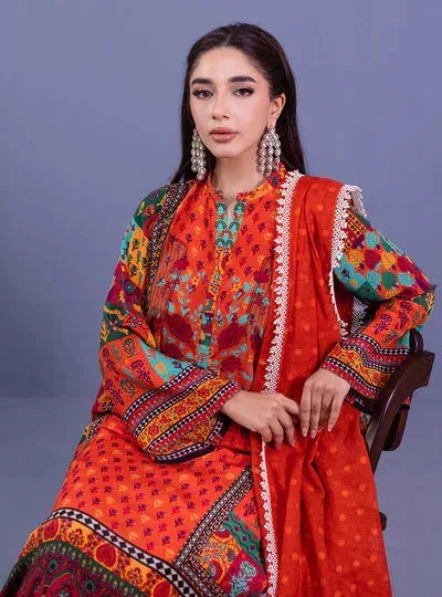 Zainab Chottani Eid Festive Vol 1 Orange Raw Silk – view 3 – Poshaq