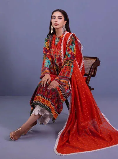 Zainab Chottani Eid Festive Vol 1 Orange Raw Silk – view 4 – Poshaq