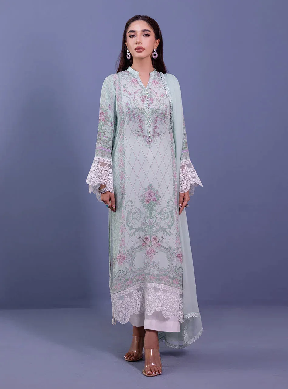 Zainab Chottani Eid Festive Vol 1 Mint Raw Silk – view 2 – Poshaq