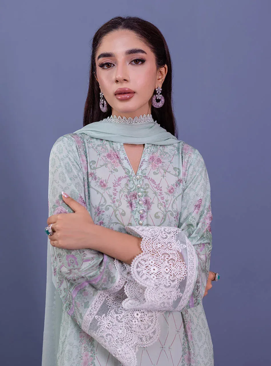 Zainab Chottani Eid Festive Vol 1 Mint Raw Silk – view 3 – Poshaq