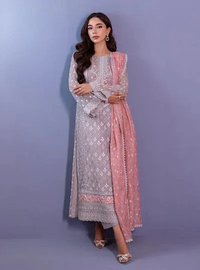 Zainab Chottani Eid Festive Vol 1 Grey Chiffon – view 1 – Poshaq