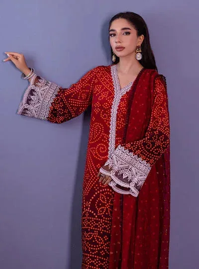 Zainab Chottani Eid Festive Vol 1 Maroon Raw Silk – view 3 – Poshaq
