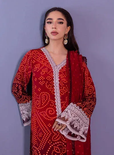 Zainab Chottani Eid Festive Vol 1 Maroon Raw Silk – view 6 – Poshaq