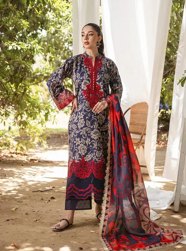 Zainab Chottani Tahra Lawn 24 Blue Jacquard – view 1 – Poshaq