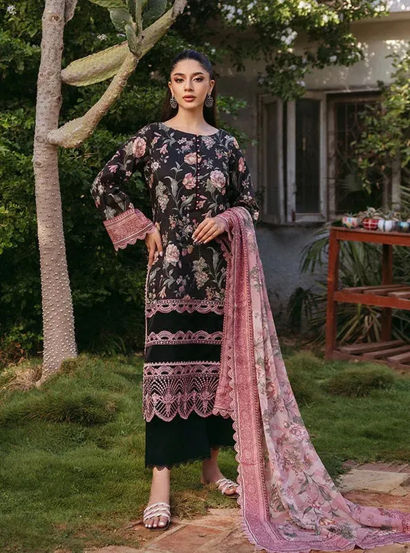 Zainab Chottani Tahra Lawn 24 Black Organza – view 1 – Poshaq