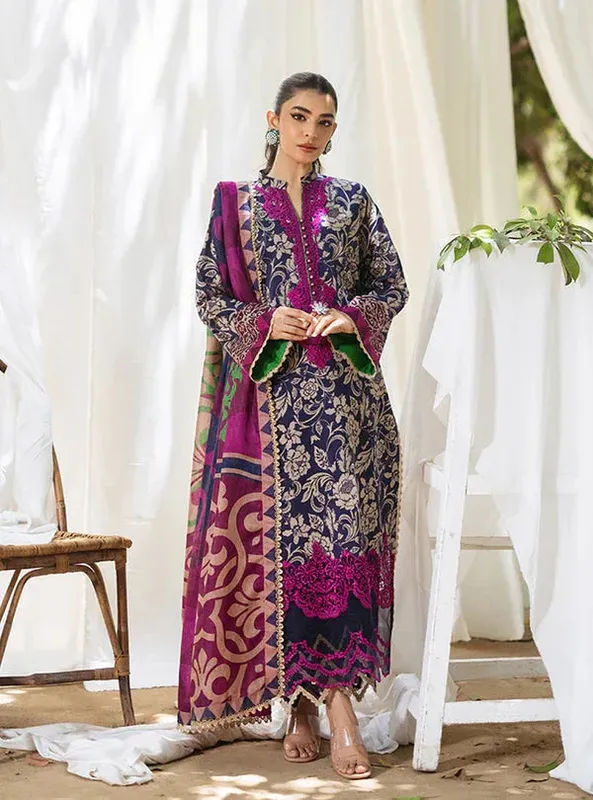 Zainab Chottani Tahra Lawn 24 Purple Jacquard – view 1 – Poshaq