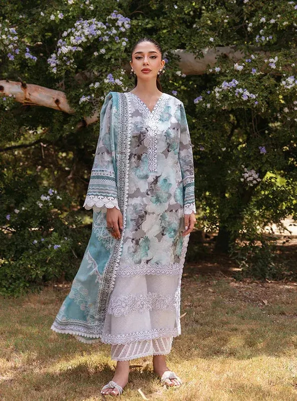 Zainab Chottani Tahra Lawn 24 Grey Jacquard – view 1 – Poshaq
