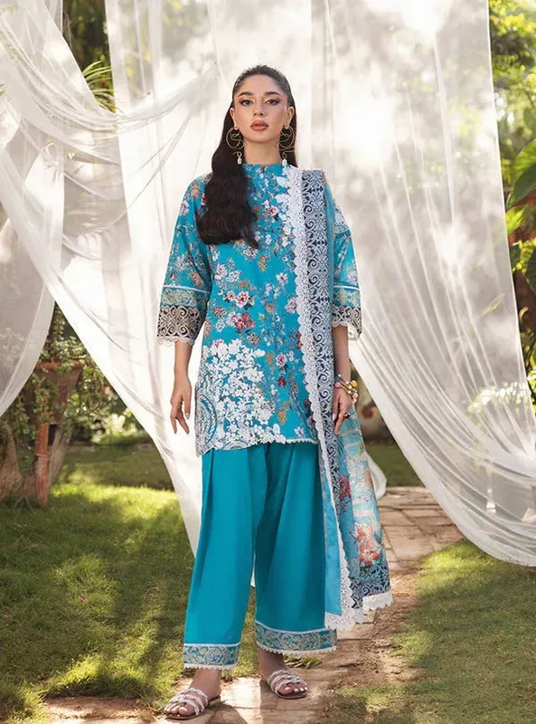 Zainab Chottani Tahra Lawn 24 Green Jacquard – view 1 – Poshaq