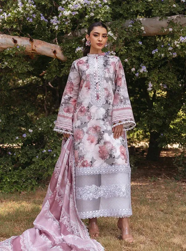 Zainab Chottani Tahra Lawn 24 Grey Jacquard – view 1 – Poshaq