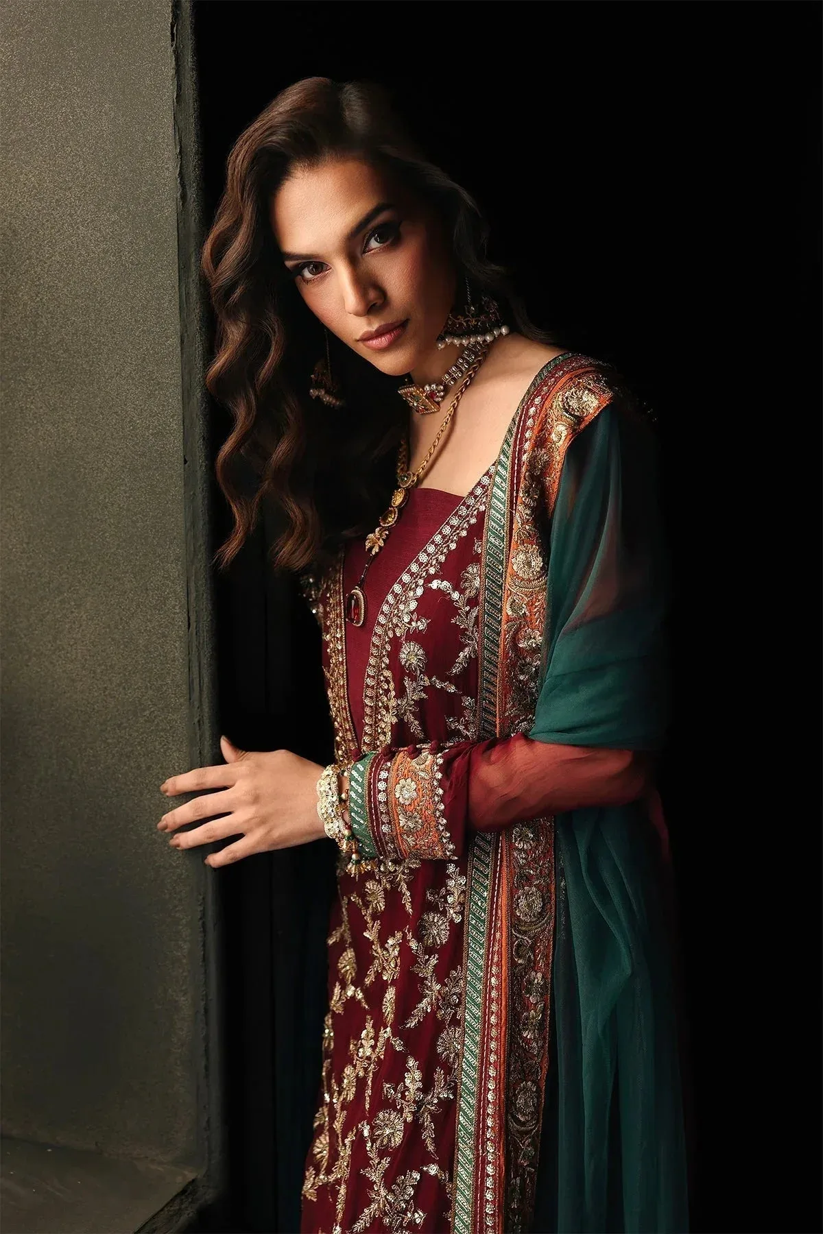 Charizma Aura Collection 25 Maroon Raw Silk – view 4 – Poshaq