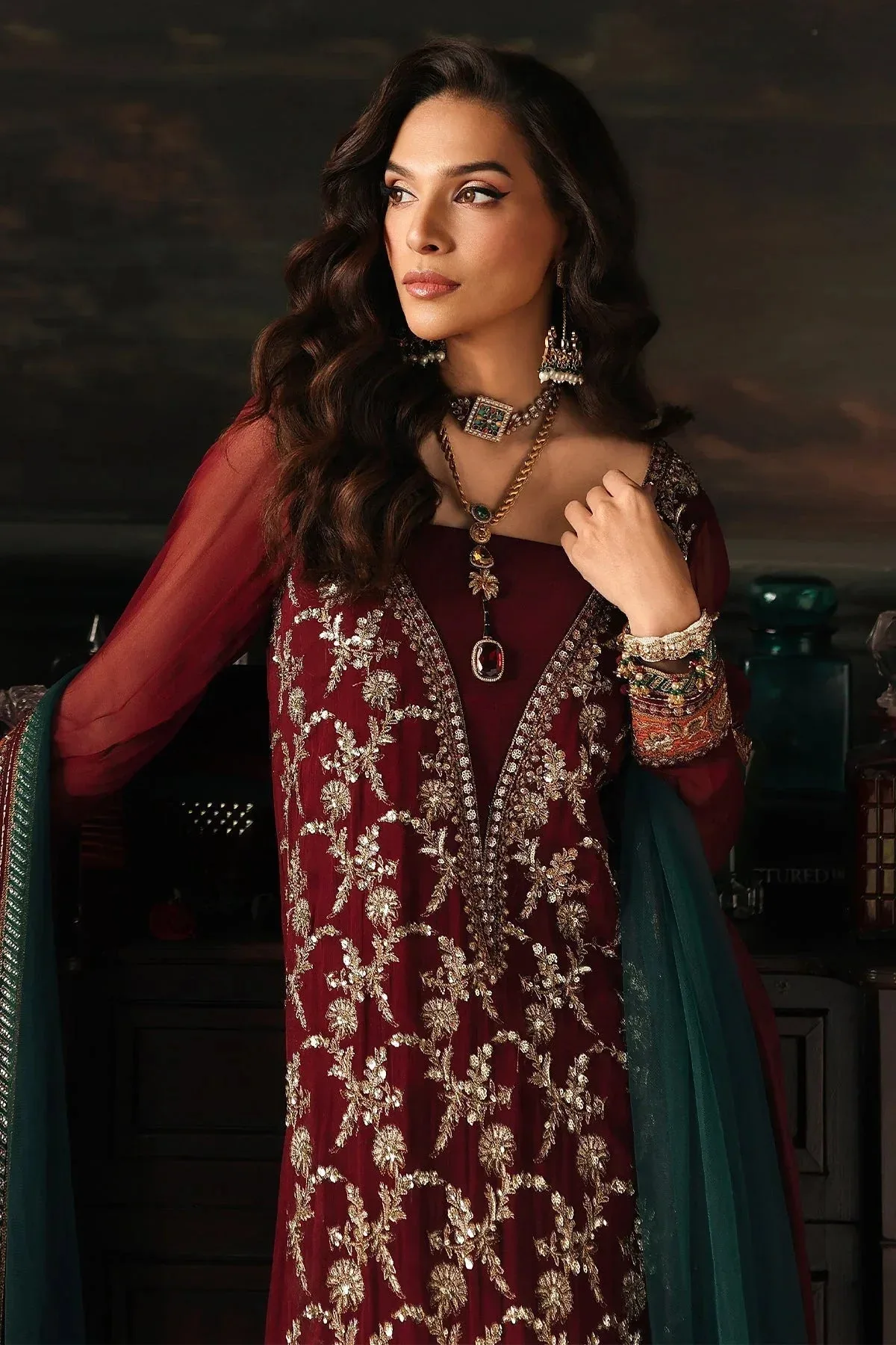 Charizma Aura Collection 25 Maroon Raw Silk – view 5 – Poshaq
