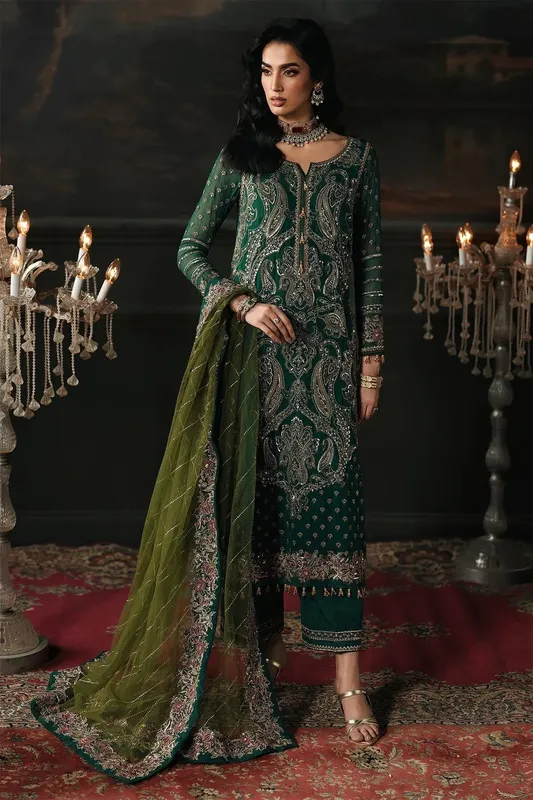 Charizma Aura Collection 25 Deep Green Raw Silk – view 1 – Poshaq