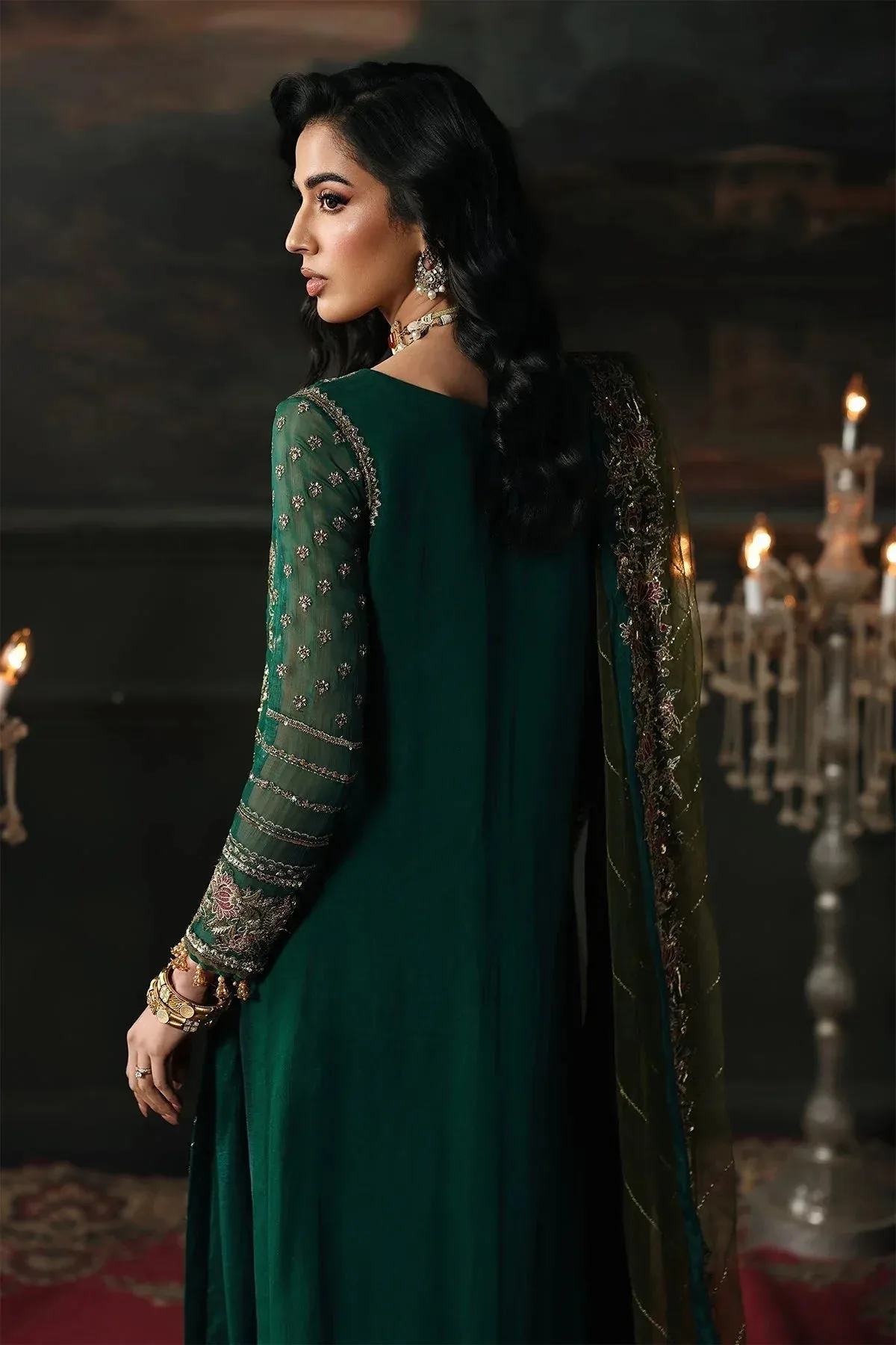Charizma Aura Collection 25 Deep Green Raw Silk – view 2 – Poshaq