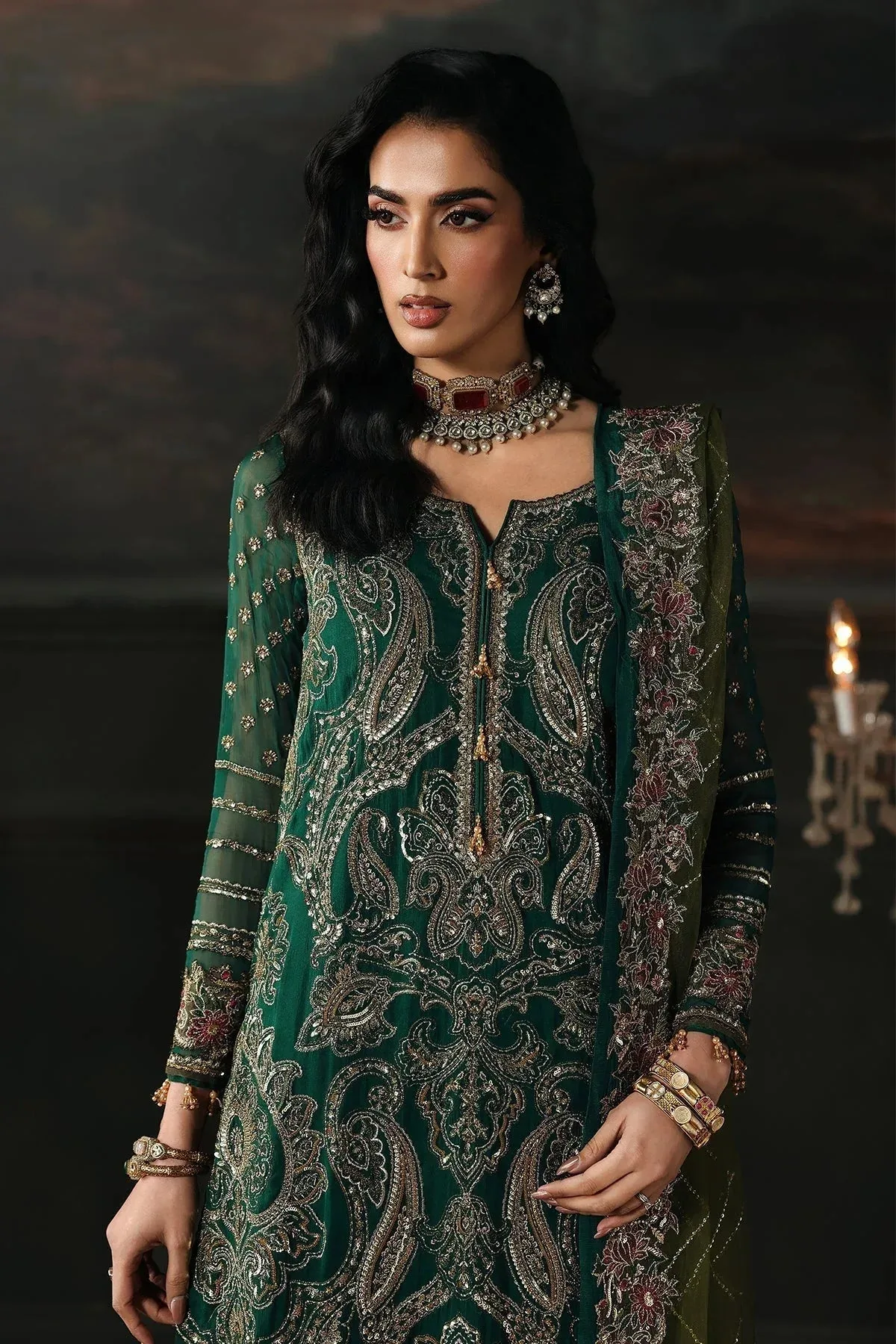Charizma Aura Collection 25 Deep Green Raw Silk – view 4 – Poshaq