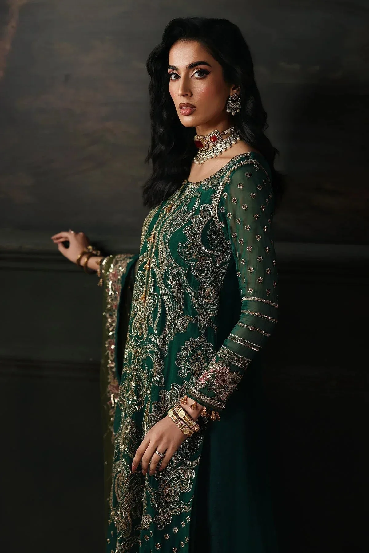 Charizma Aura Collection 25 Deep Green Raw Silk – view 5 – Poshaq