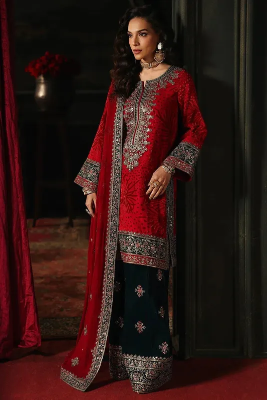 Charizma Signora Velvet Red Chiffon – view 1 – Poshaq