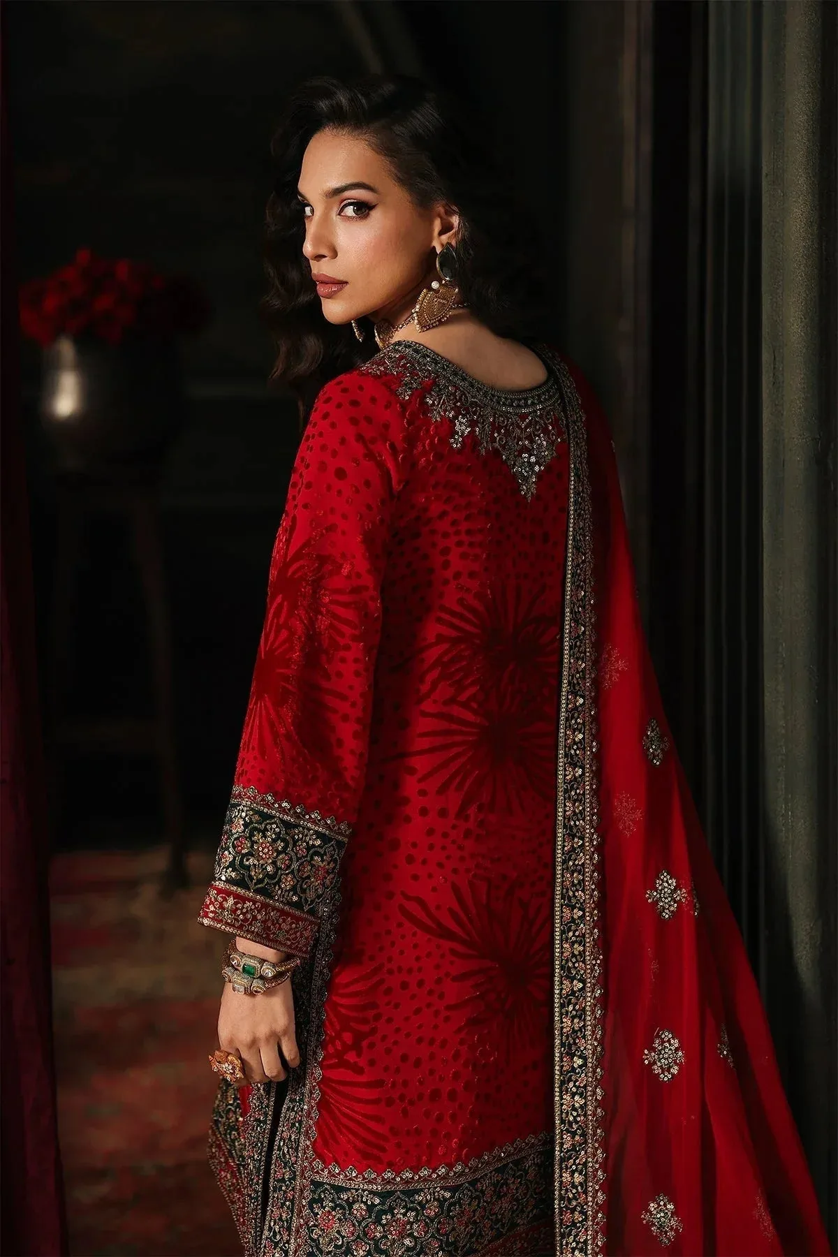 Charizma Signora Velvet Red Chiffon – view 2 – Poshaq