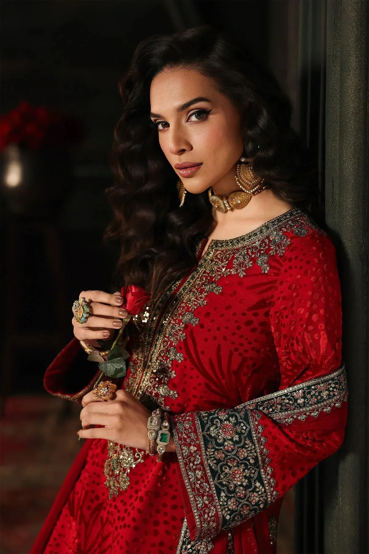 Charizma Signora Velvet Red Chiffon – view 3 – Poshaq