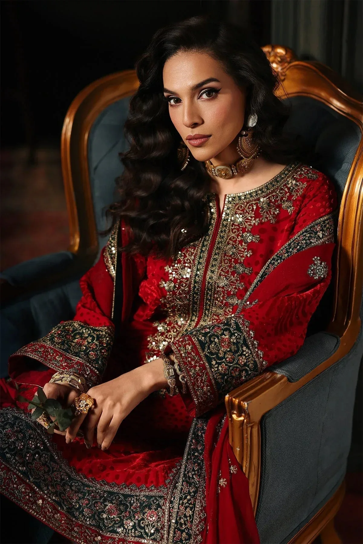 Charizma Signora Velvet Red Chiffon – view 5 – Poshaq