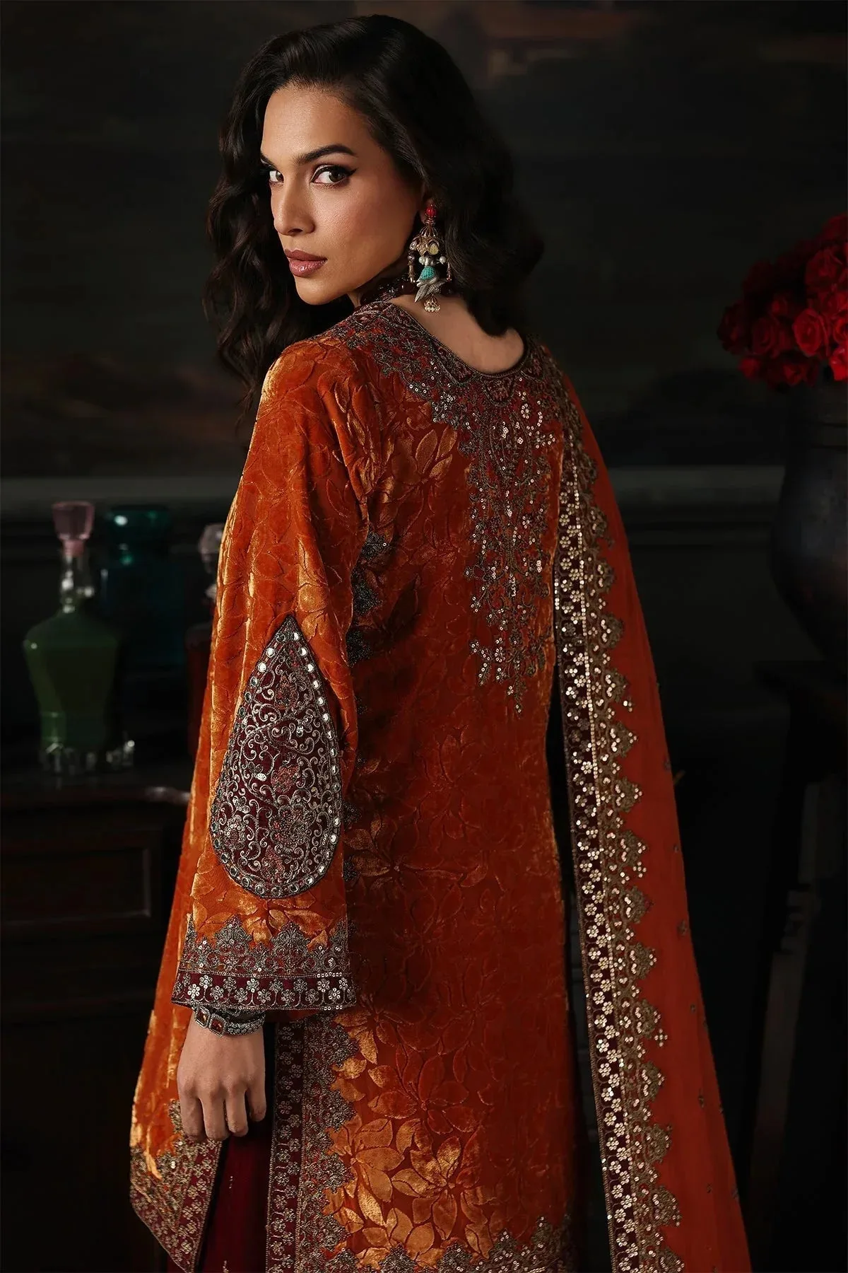 Charizma Signora Velvet Orange Chiffon – view 2 – Poshaq