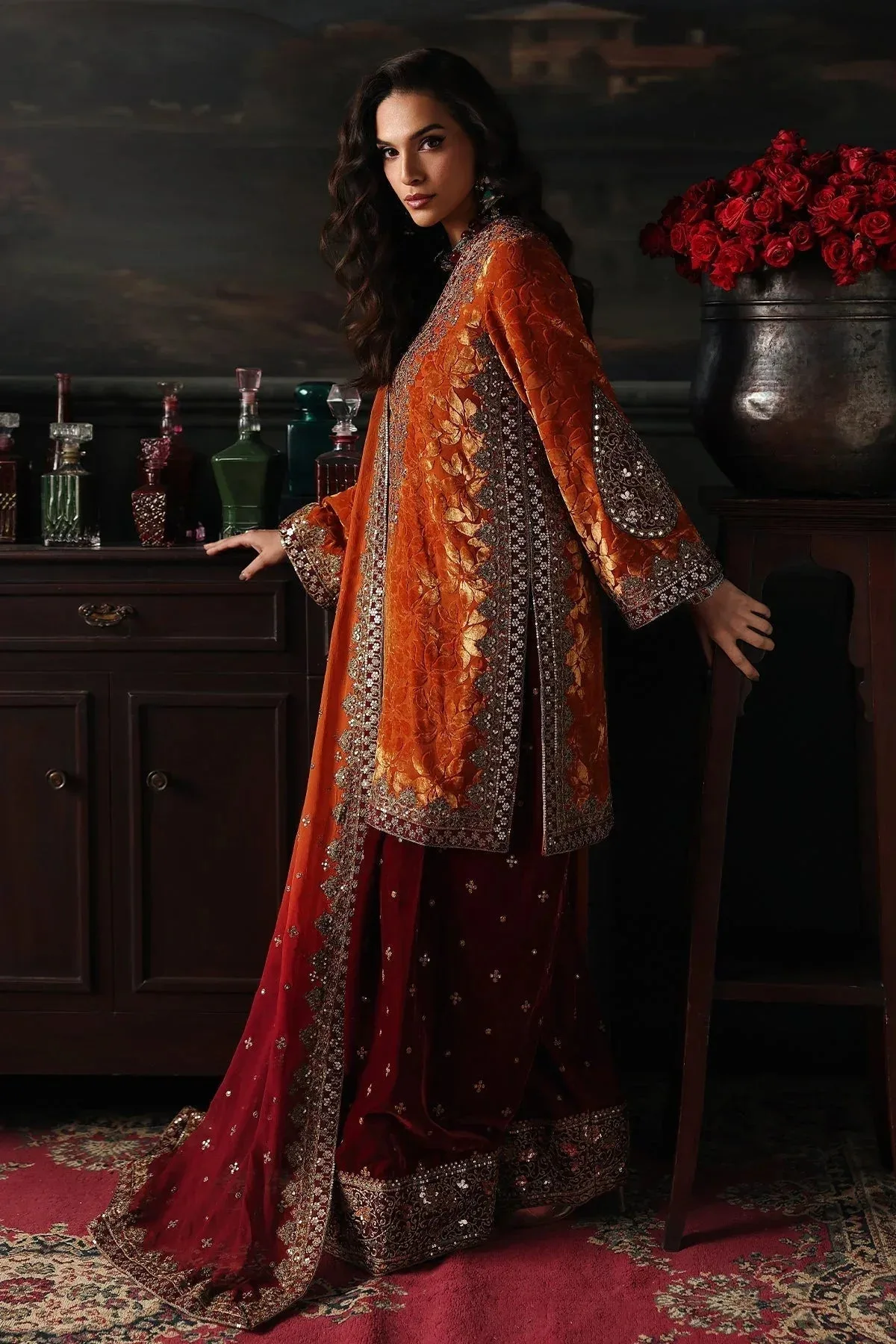 Charizma Signora Velvet Orange Chiffon – view 5 – Poshaq