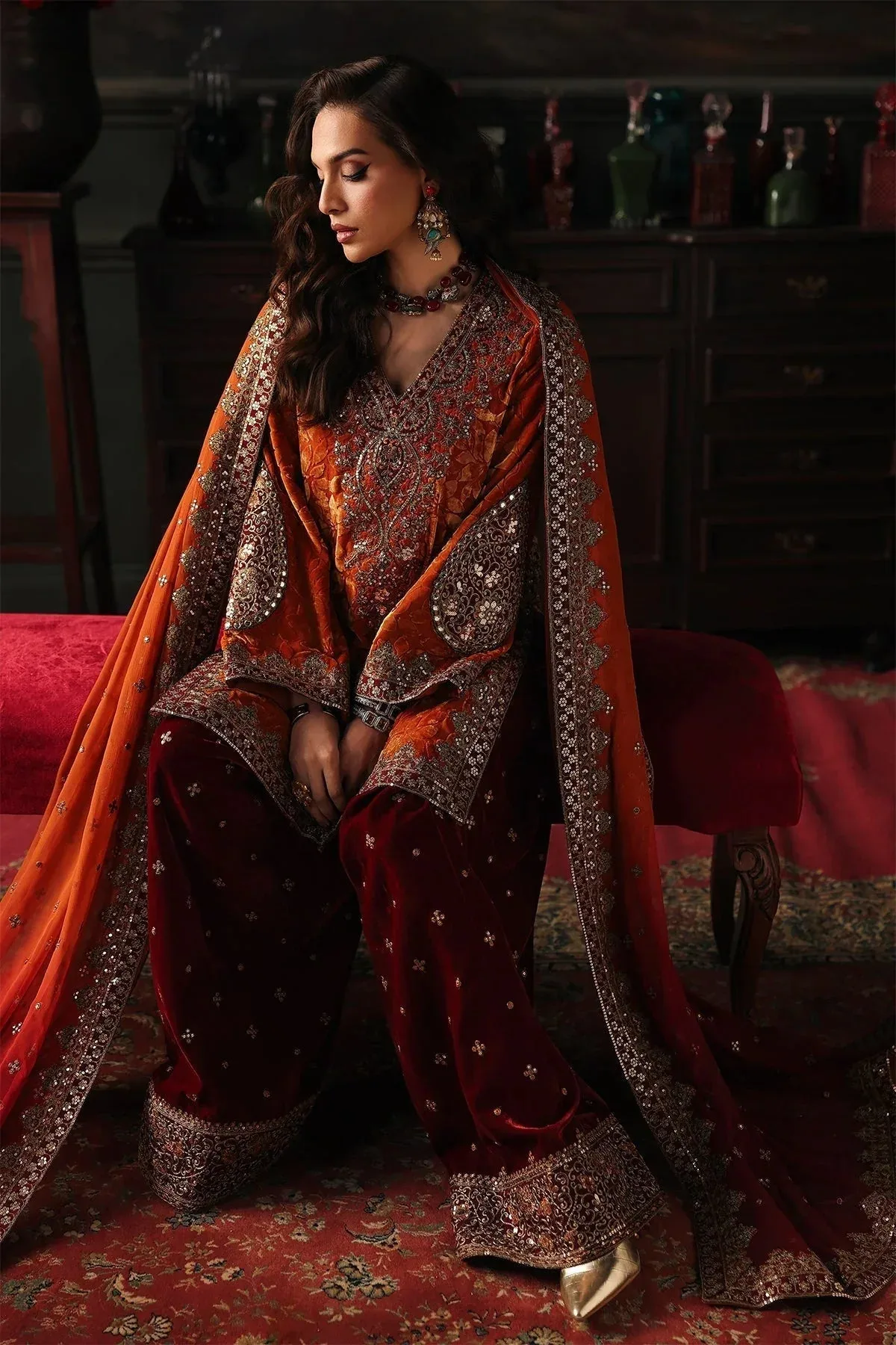 Charizma Signora Velvet Orange Chiffon – view 6 – Poshaq