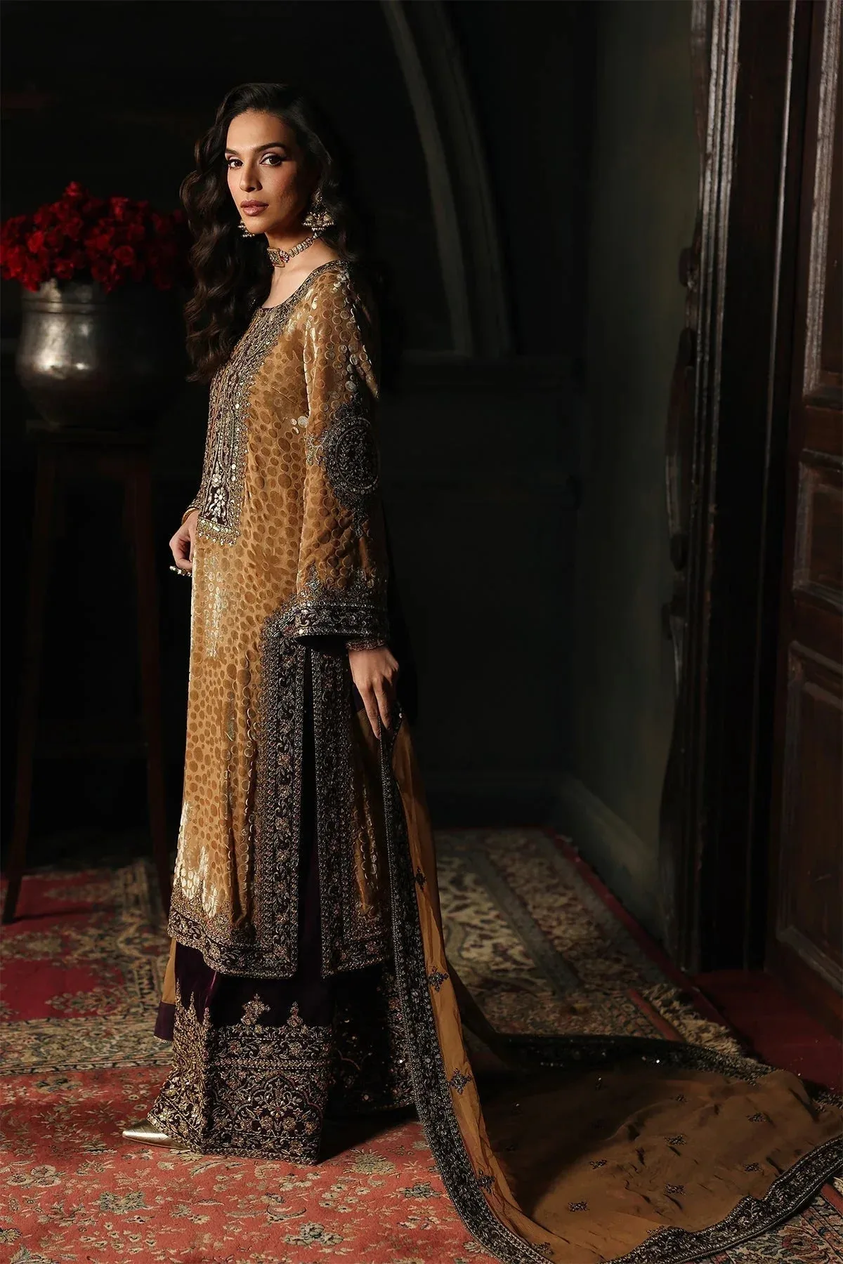 Charizma Signora Velvet Brown Chiffon – view 2 – Poshaq