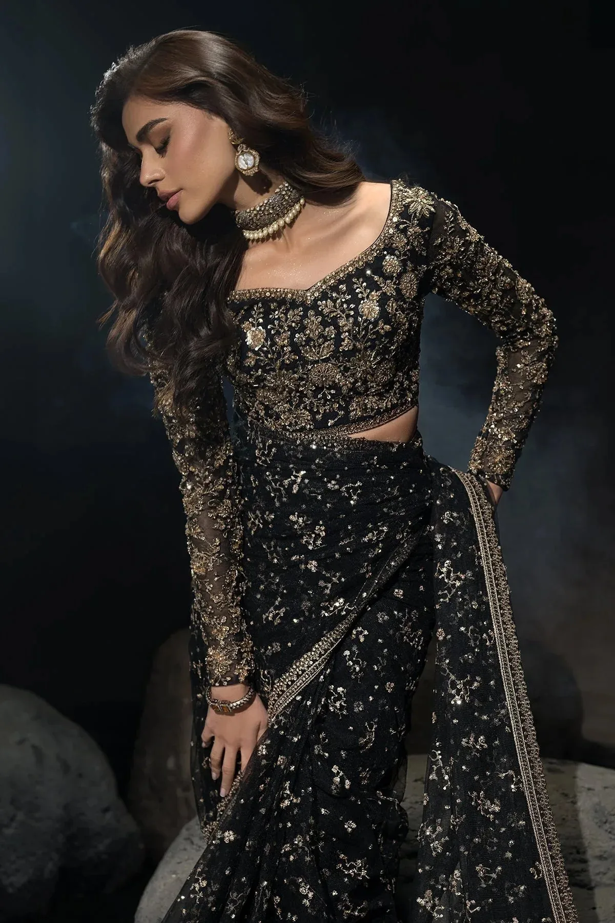 Charizma Statement Formals Black Net – view 5 – Poshaq