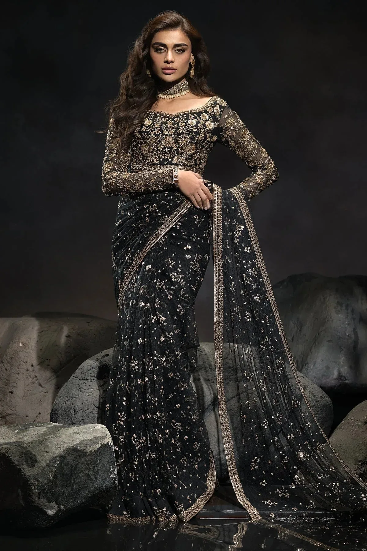 Charizma Statement Formals Black Net – view 6 – Poshaq