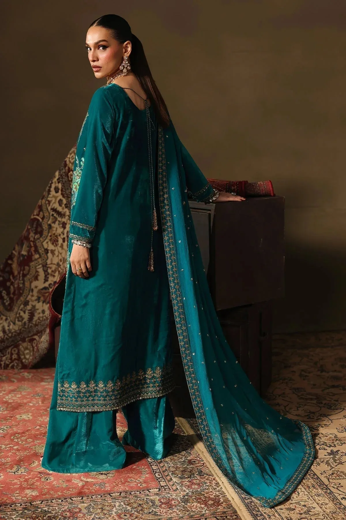 Charizma Signora Velvet 25 Teal Green Chiffon – view 2 – Poshaq