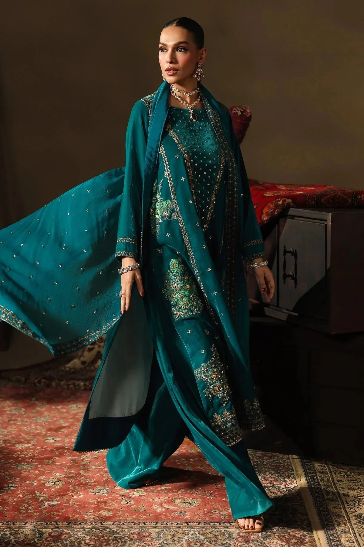 Charizma Signora Velvet 25 Teal Green Chiffon – view 5 – Poshaq