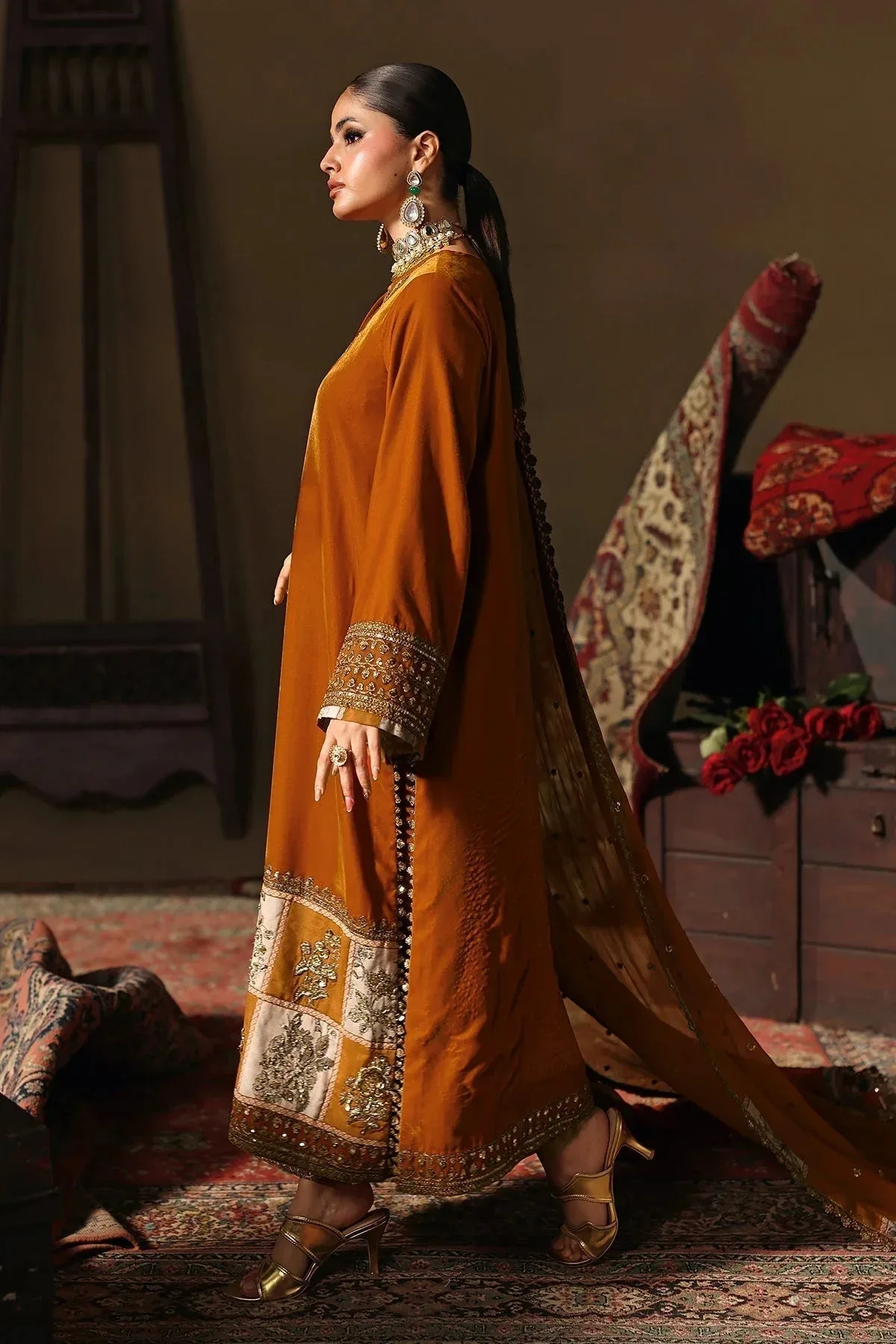 Charizma Signora Velvet 25 Burnt Orange Chiffon – view 2 – Poshaq