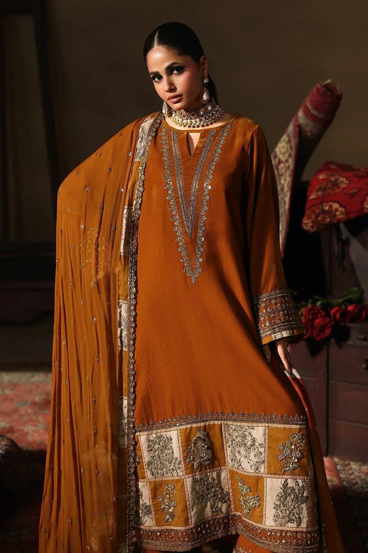 Charizma Signora Velvet 25 Burnt Orange Chiffon – view 3 – Poshaq