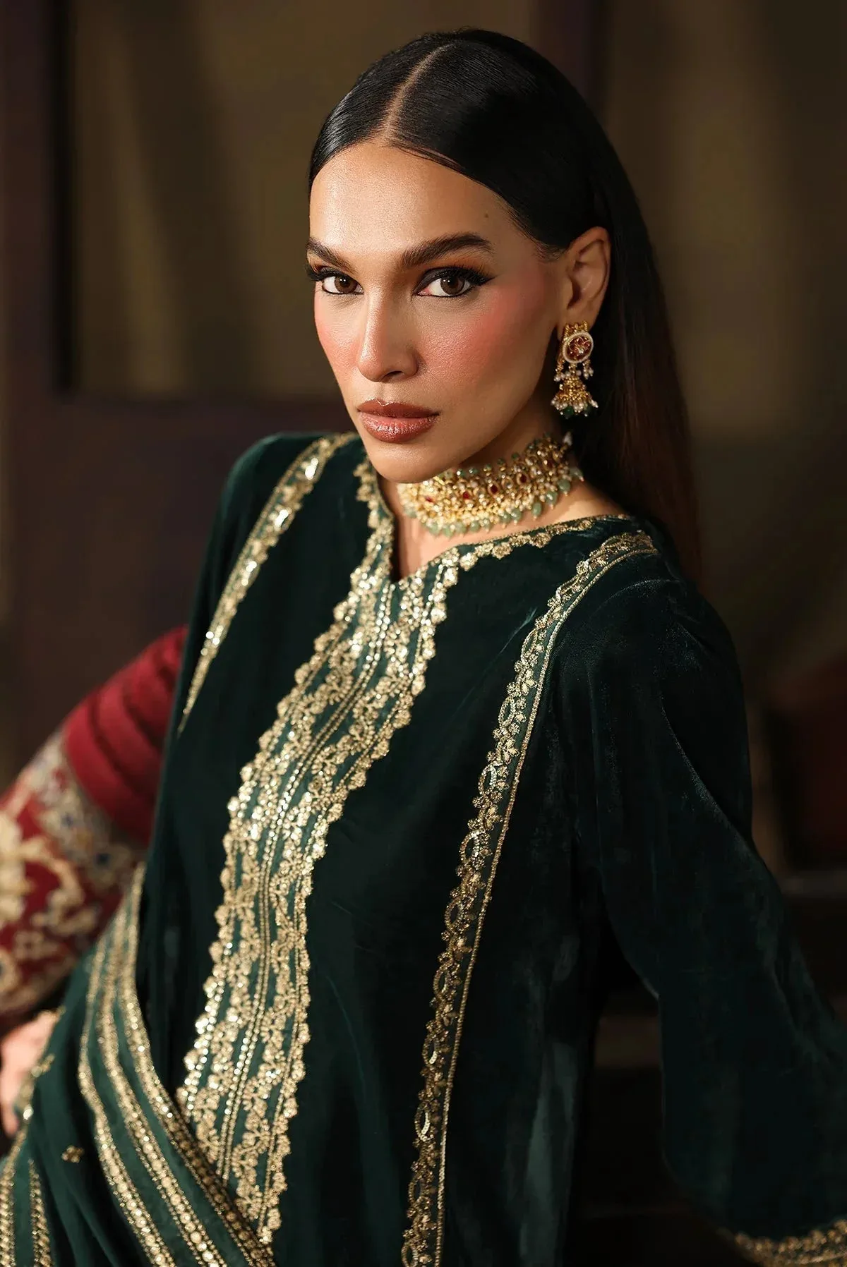 Charizma Signora Velvet 25 Midnight Green Chiffon – view 3 – Poshaq