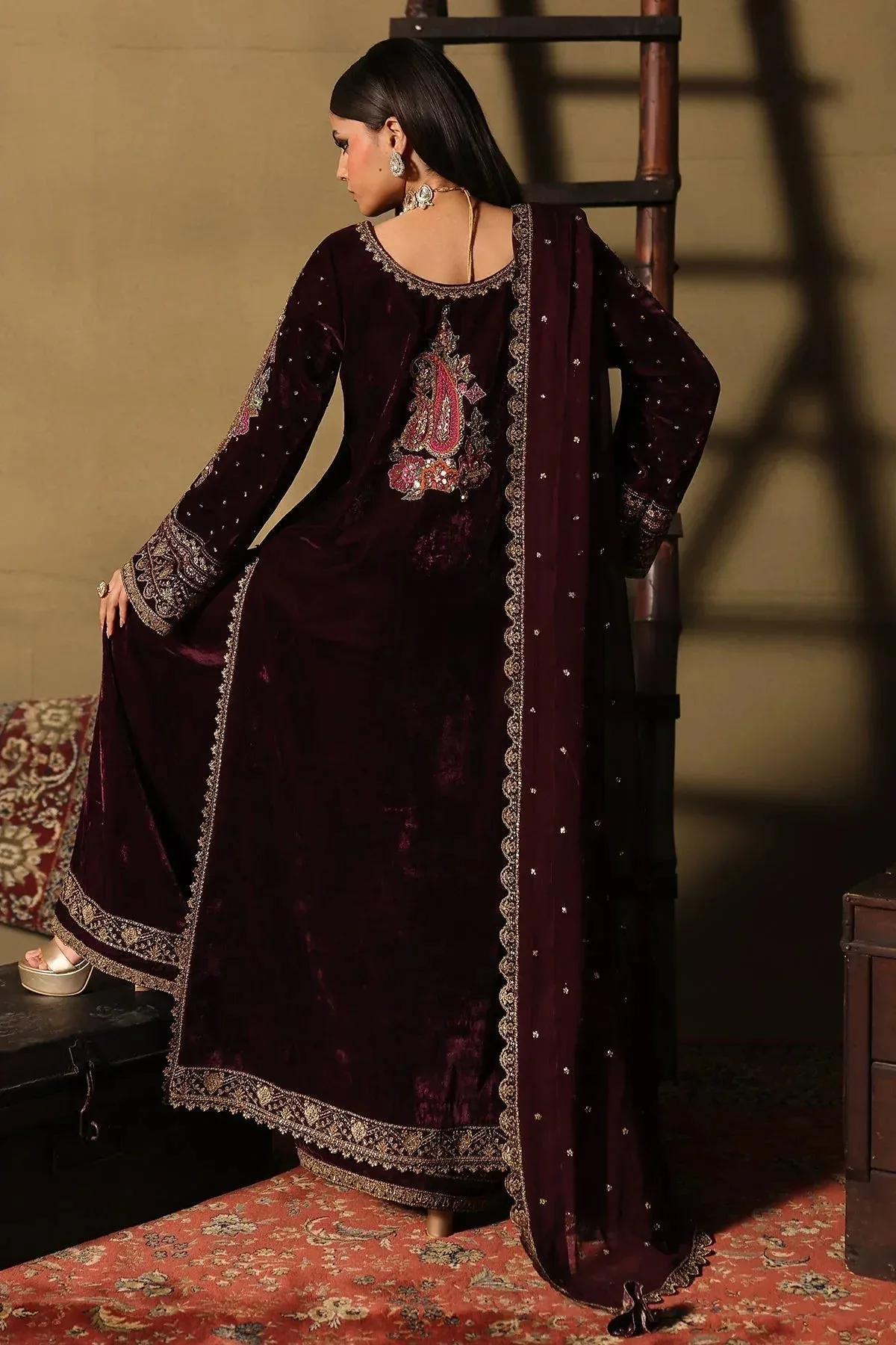 Charizma Signora Velvet 25 Burgundy Chiffon – view 2 – Poshaq