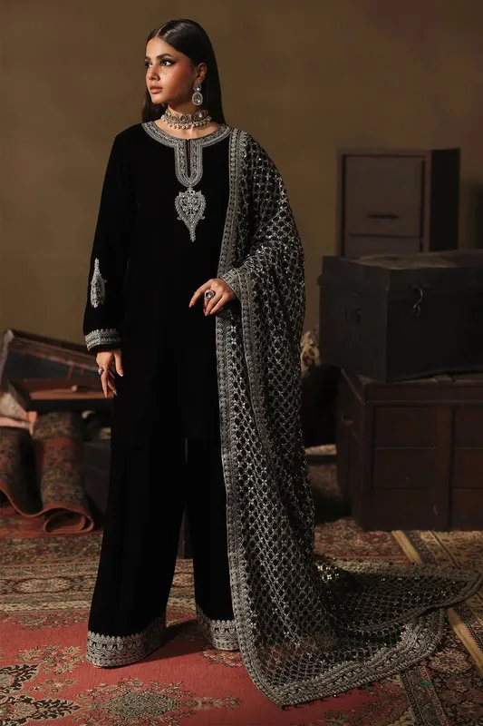 Charizma Zeel Velvet 25 Black Chiffon – view 1 – Poshaq