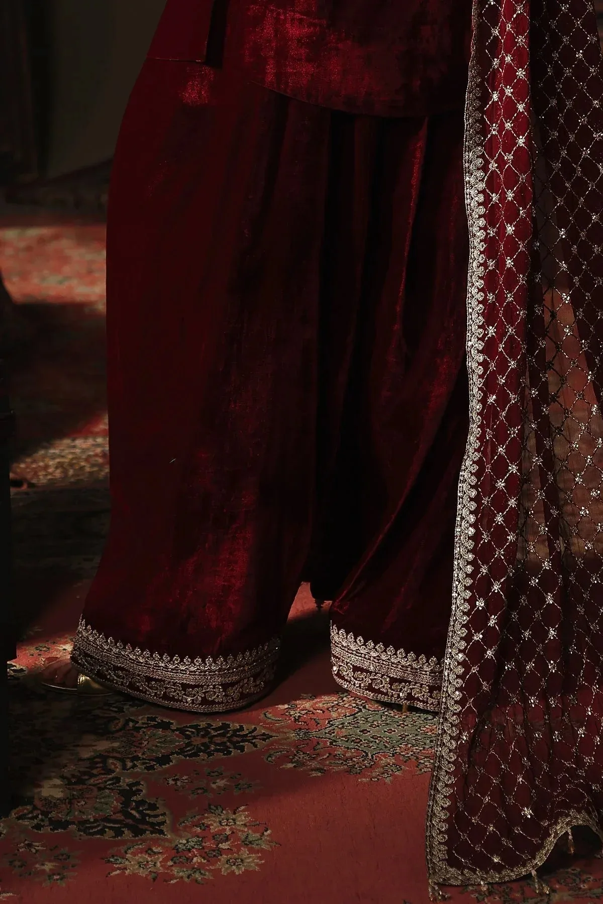 Charizma Zeel Velvet 25 Dark Maroon Chiffon – view 7 – Poshaq