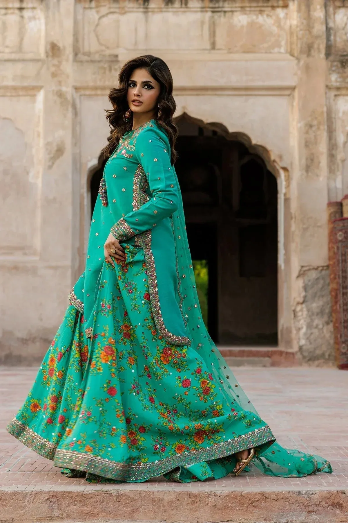 Charizma Festive Pret Bright Teal – view 2 – Poshaq