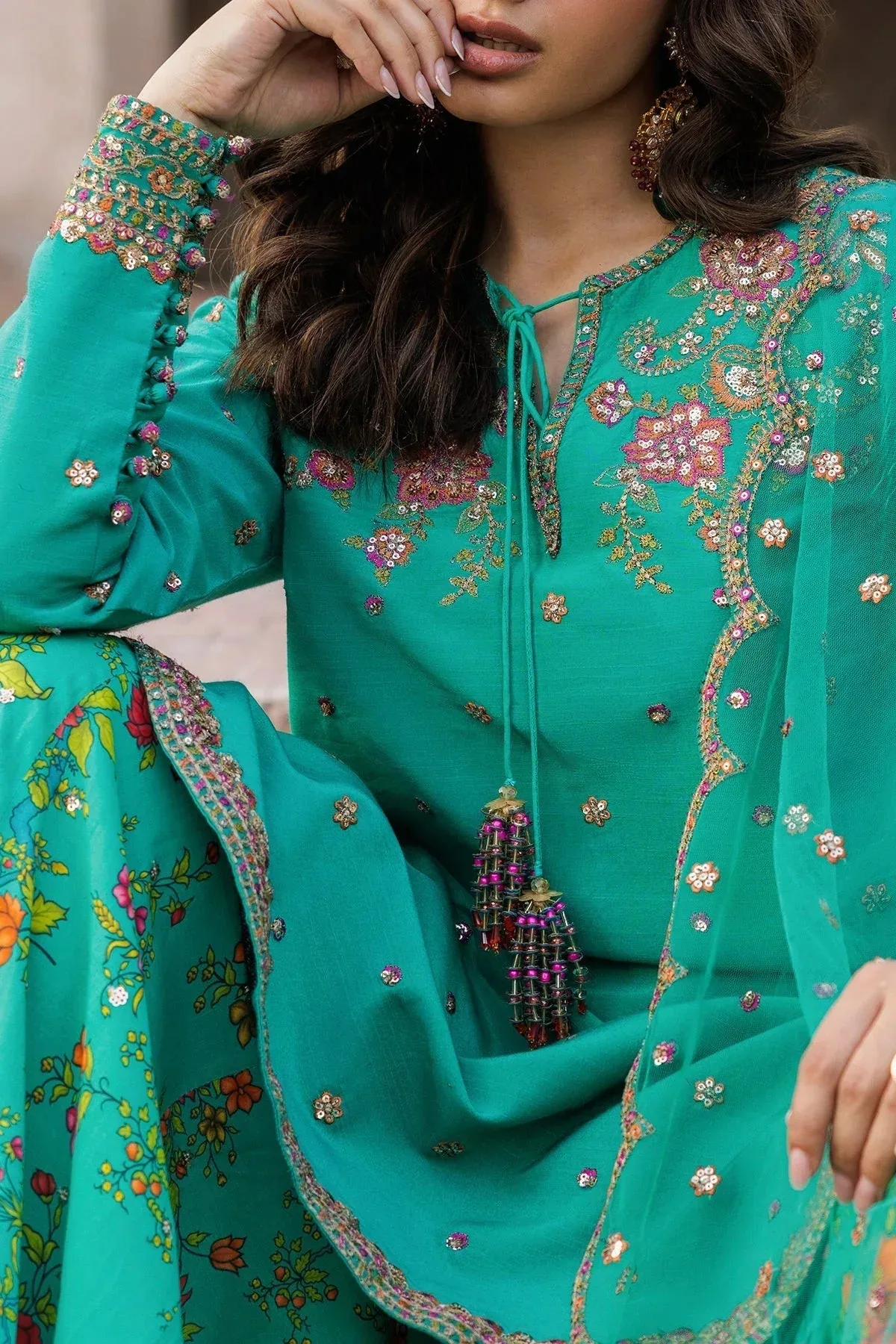 Charizma Festive Pret Bright Teal – view 6 – Poshaq
