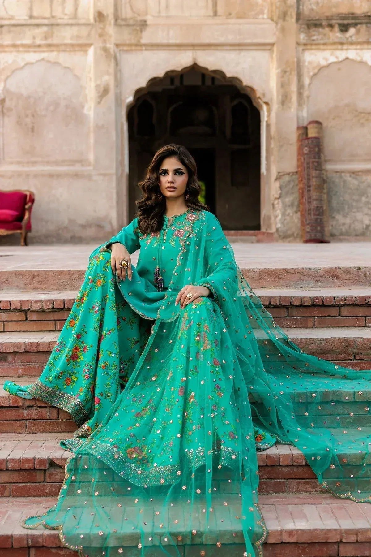 Charizma Festive Pret Bright Teal – view 7 – Poshaq