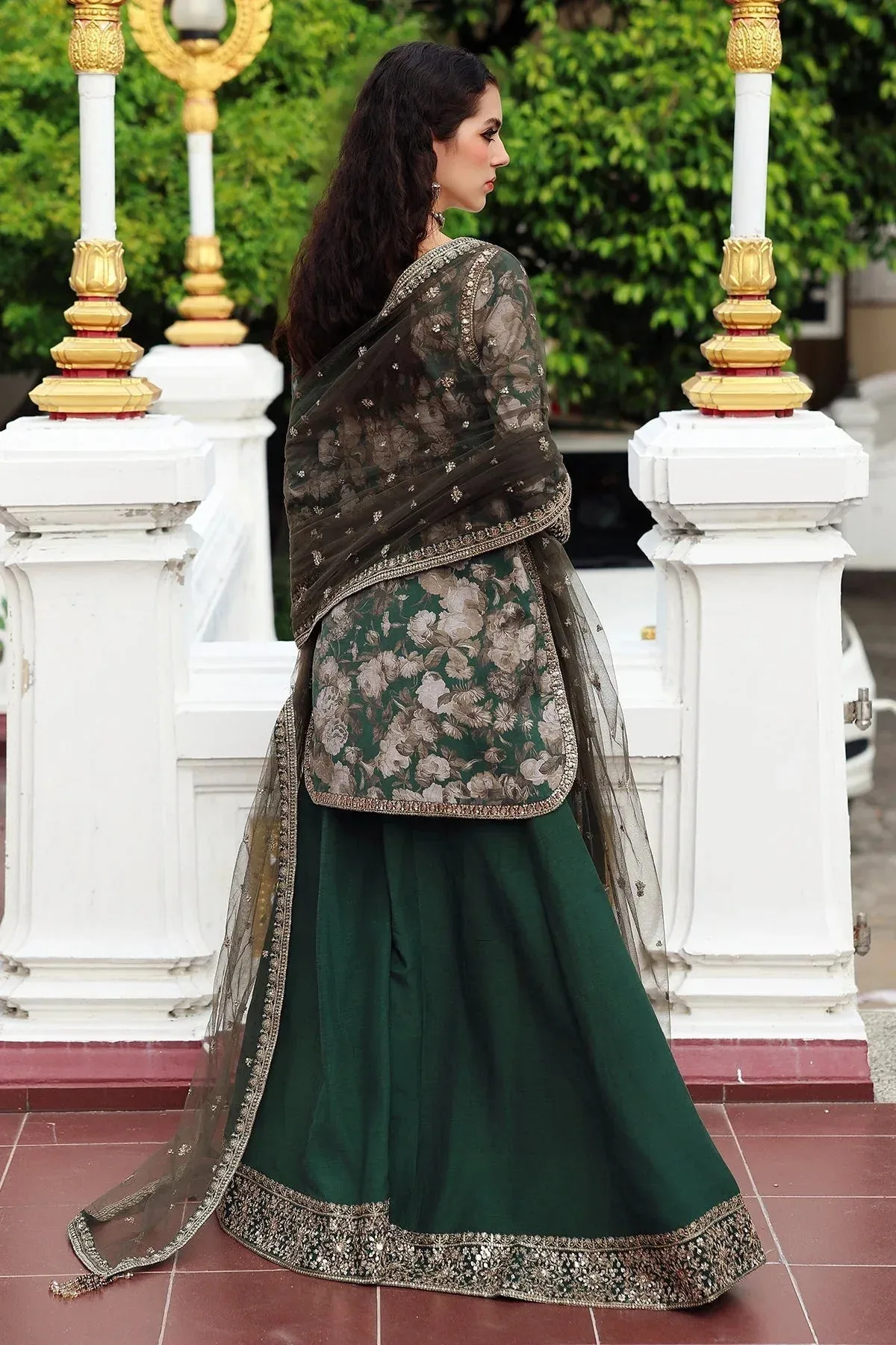Charizma Festive Pret Teal Green Raw Silk – view 3 – Poshaq