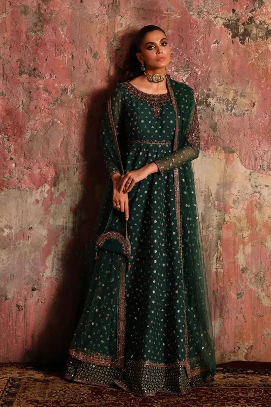 Charizma Statement Formals Deep Teal Green Raw Silk – view 1 – Poshaq