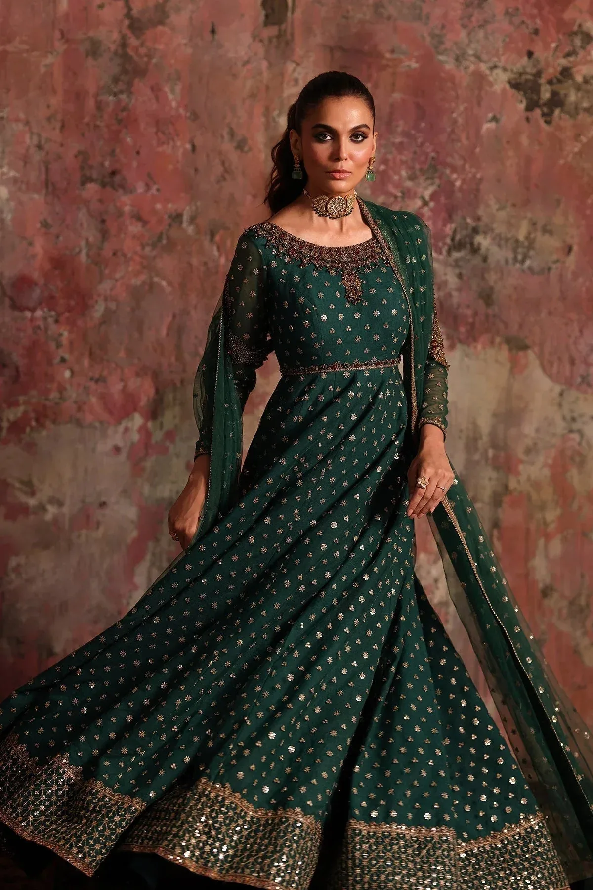 Charizma Statement Formals Deep Teal Green Raw Silk – view 2 – Poshaq