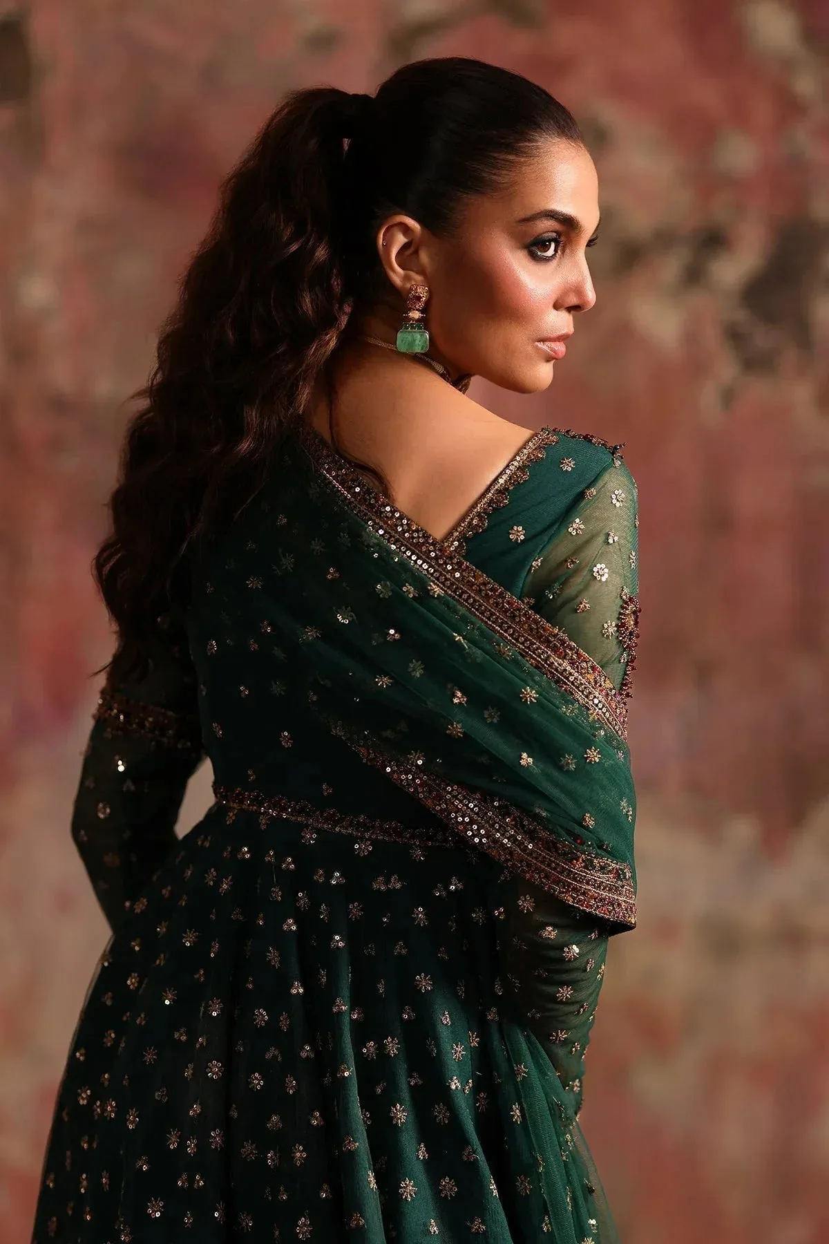 Charizma Statement Formals Deep Teal Green Raw Silk – view 3 – Poshaq