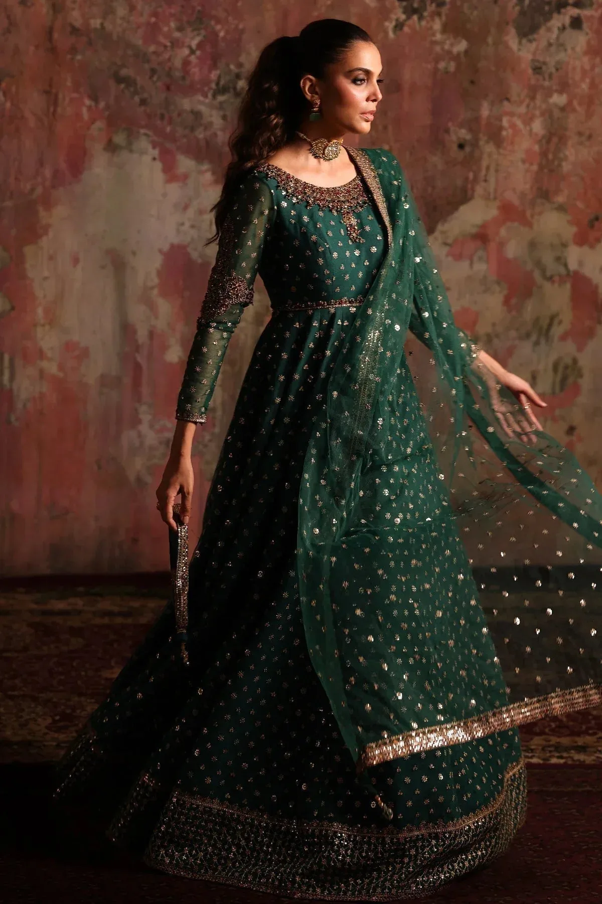 Charizma Statement Formals Deep Teal Green Raw Silk – view 5 – Poshaq