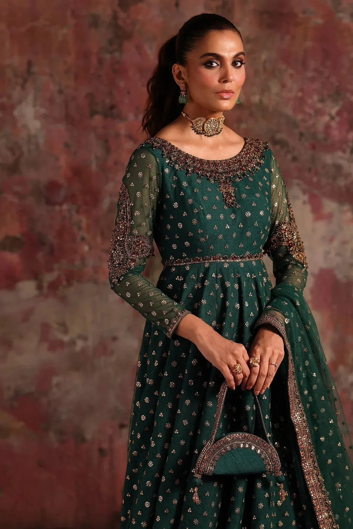 Charizma Statement Formals Deep Teal Green Raw Silk – view 6 – Poshaq
