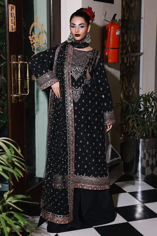 Charizma Festive Pret Black Raw Silk – view 1 – Poshaq