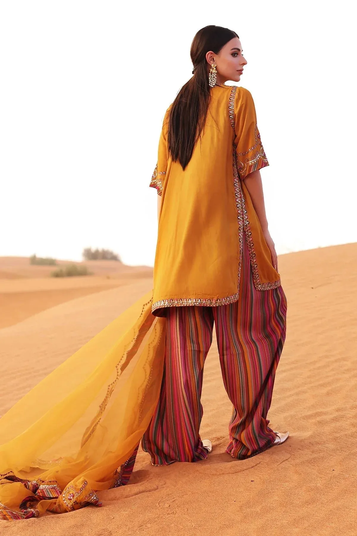 Charizma Festive Pret Rust Raw Silk – view 2 – Poshaq